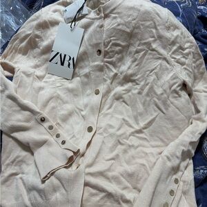 Zara Basic Knit Metal Button Cardigan